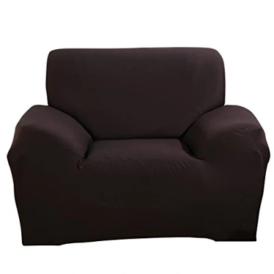 Immagine di ele ELEOPTION Copridivano, Copridivano elasticizzato, in poliestere, morbido antiscivolo tessuto spandex, Marrone Scuro, 1 posto (lunghezza divano 90 130cm)