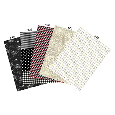 Immagine di Decopatch MP013C Maxi pack da 100 fogli 30x40 cm motivi assortiti (5 fantasie x 20 volte), Bianco