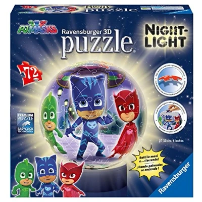 Immagine di Ravensburger Lampada Notturna, PJ Masks Puzzle 3D, 72 Pezzi, Multicolore, 11771