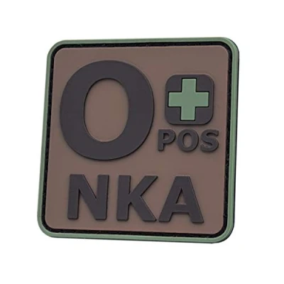 Immagine di Multicam OCP OPOS O+ NKA Blood Type No Known Allergies Morale Tactical PVC Fastener Patch