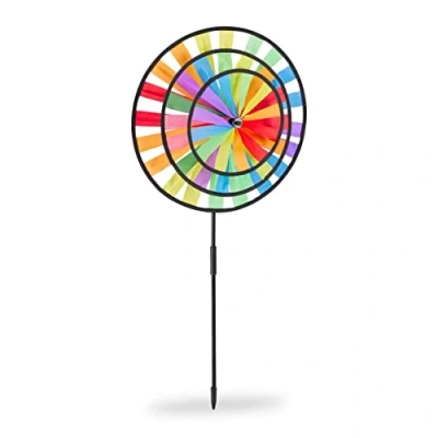 Immagine di Relaxdays Girandola, per Aiuole, Design Arcobaleno, Bambini, da Outdoor, HLP: 73,5 x 35,5 15 cm, Colorato
