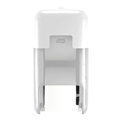 Immagine di Tork OptiServe dispenser doppio rotolo carta igienica senz&#039;anima, bianco, T7, verticale, linea Elevation, 558041