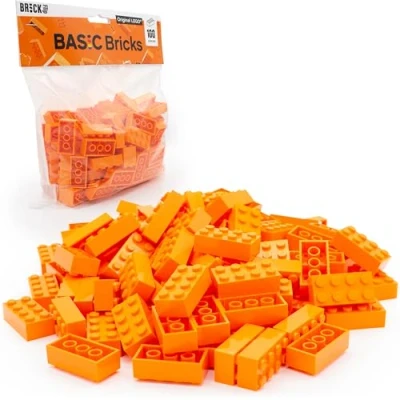 Immagine di LEGO 2x4 Mattoncini Classic, Arancione, 100 pezzi Parti singoli nella confezione grande, mattoni basici Basic Bricks (3001)