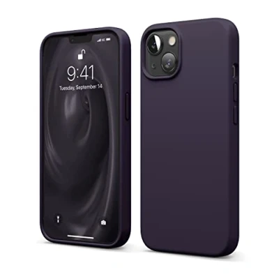 Immagine di elago Cover in silicone liquido compatibile con iPhone 13 (6.1&quot;), custodia premium, protezione completa antiurto a 3 strati, morbida microfibra che previene i graffi, colore: viola