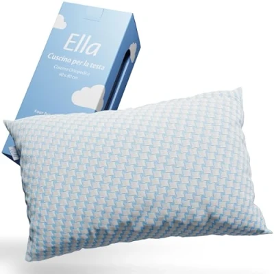 Immagine di Ella Cuscino Cervicale per Dormire Memory Foam con riempimento regolabile Cuscini Letto, traspirante, anallergico e antiacaro rivestimento lavabile Guanciale Letto 40x80