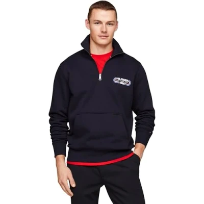 Immagine di Tommy Hilfiger Track Graphic HALF ZIP Felpa, Uomo, Taglia: Small, Desert sky