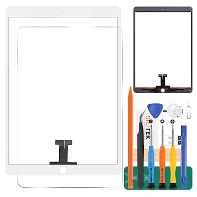 Immagine di SRJTEK Kit di ricambio per iPad Pro 10.5 2017 A1701 A1709 Touch Screen (non LCD) Air 3 Digitizer 2019 A2153 A2123 A2152 Panel Sensor Parti riparazione in vetro (bianco)