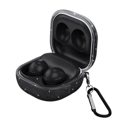 Immagine di GIOPUEY Clear Cover Compatibile con Samsung Galaxy Buds FE/Buds Pro/Buds Live/Buds 2/Buds 2 Pro, Custodia TPU, Ultrasottile Case Cover, Antiurto, Resistente ai Graffi Bling transparent black