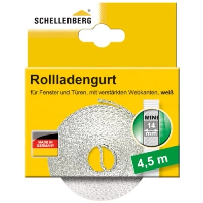 Immagine di Schellenberg 44503 Cinghia per Avvolgibile Larghezza 14 mm Lunghezza 4,5 m Bianco