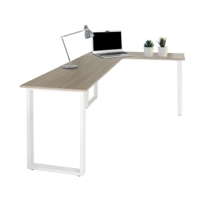 Immagine di HJH Office 830083 Scrivania angolare 165x120 cm WORKSPACE Basic I a L Grigio/Bianco con Struttura in Acciaio
