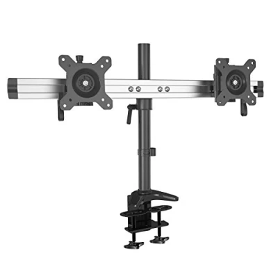 Immagine di HFTEK® MP220C L Supporto da Tavolo per 2 Monitor TV Montaggio scrivania Desk Mount bracket schermo15 a 27&quot; Pollici con VESA 75/100 (MP220C L)