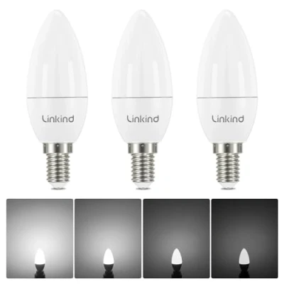 Immagine di Linkind Dimmerabile Lampadine LED E14 B35 Candela, 5W(Equivalenti a 40W), Luce Bianca Fredda 5000K, 470 Lumen, Pacco da 3
