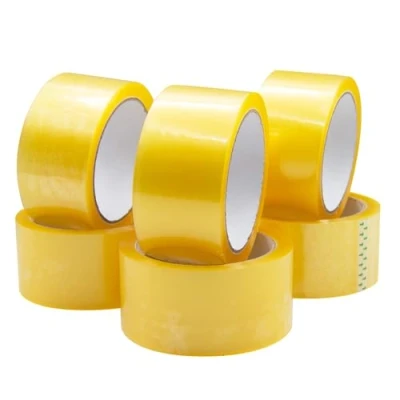 Immagine di RAYLU PAPER Nastro adesivo per l&#039;imballaggio di scatole spedizione resistenti ed extra resistenti, 66 metri x 50 mm larghezza (6 unità, trasparente)