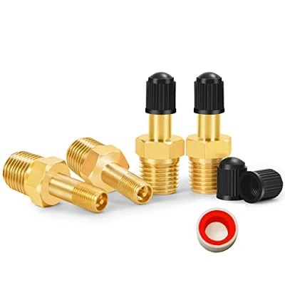 Immagine di GODESON 1/4&quot; NPT valvola del serbatoio, 4 pezzi, Schrader in ottone anticorrosione con maschio NPT, da utilizzare serbatoi di compressore d&#039;aria (4 pezzi)