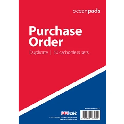 Immagine di New PURCHASE Order Book Duplicate, A5, 148 x 210 mm, bianco e giallo, 2 part Carbonless (50 pezzi) (69721)