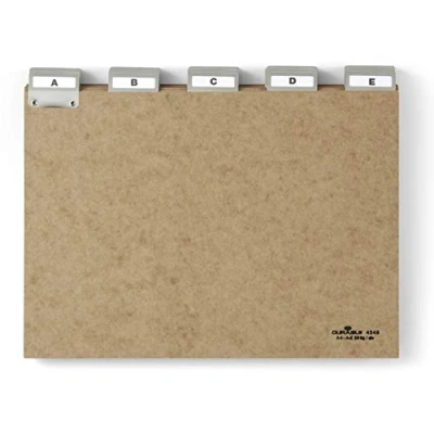Immagine di Durable 424511 Divisore alfabetico in cartoncino per schedario, cavalierini termosaldati, f.to A4, etichette prestampate, marrone, conf. da 25 pezzi
