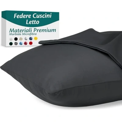 Immagine di Flowen Federe Cuscini Letto Matrimoniale e Singolo 50x70 Set da 2 Copricuscini in Microfibra Fodere Lavabili Resistenti 50 x 70 cm Tessuto 100% Poliestere Traspirante Anallergico Antiacaro