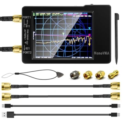 Immagine di AURSINC NanoVNA H Analizzatore di Rete Vettoriale,Ultima Versione V3.6 Supporto SD Card, 10KHz 1,5GHz MF HF VHF UHF, Antenna Radioamatore, per Parametri S, SWR, Smith
