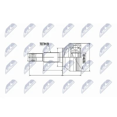 Immagine di NTY NPZ NS 082 Kit Giunto Omocinetico Assale anteriore Dx, Sx con anello sicurezza lato posteriore NISSAN: Qashqai / Qashqai+2 I