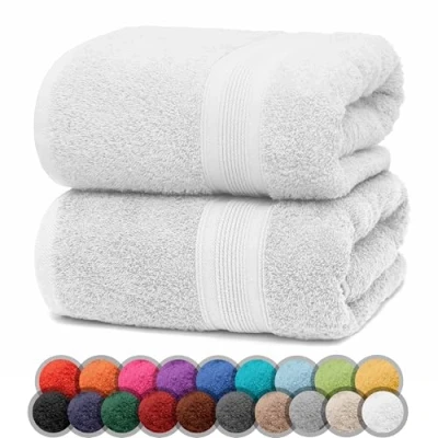 Immagine di NatureMark Confezione da 2 asciugamani bagno, 70 x 140 cm, teli doccia, di colore Bianco