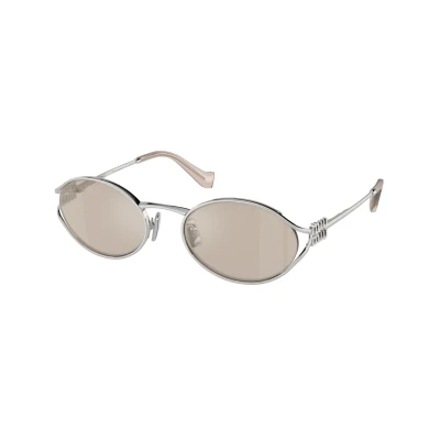 Immagine di Miu Donna MU 52YS 1BC10F Occhiali da sole Metallo Argento Oro Rotonda Normale Specchiato