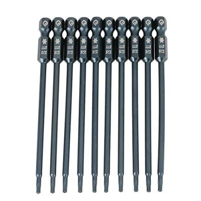 Immagine di 10pcs 100mm punte a cacciavite torx lunghe set acciaio legato 1/4 &quot;codolo esagonale T8 stella magnetica di sicurezza
