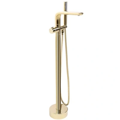 Immagine di Rea Rubinetto indipendente CLARK GOLD Miscelatore Vasca con Doccetta in Ottone per Bagno Caldo e Freddo regolabile (Oro)