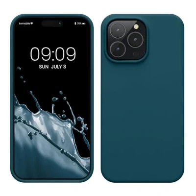 Immagine di kwmobile Cover per Apple iPhone 14 Pro Max Custodia Back Case Caricatore Wireless Antiurto e Flessibile in Silicone TPU petrolio matt