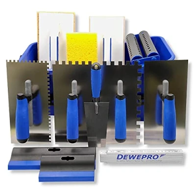 Immagine di DEWEPRO® Set di lavaggio per piastrelle, 15 pezzi, XL, 20 l, spatola dentata, in spugna, lisciante