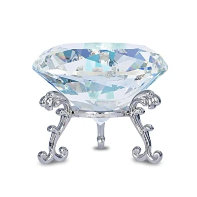 Immagine di FBBULES 80mm Fermacarte in Cristallo di Diamante Trasparente con Supporto Vetro, da Scrivania, Decorazione per la Casa, Nozze Vetro Regalo