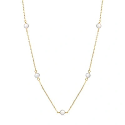 Immagine di Amberta Collana con Perla in Argento Sterling 925 per Donna: Girocollo Perline 5 6 mm Placcata Oro