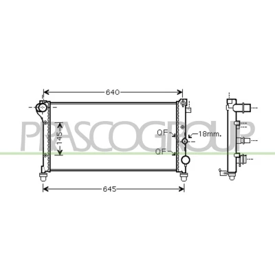 Immagine di PRASCO FT122R003 Radiatore motore Alluminio 580 322 34 con giunti rapidi Alette di raffreddamento montate meccanicamente FIAT: Panda II Hatchback