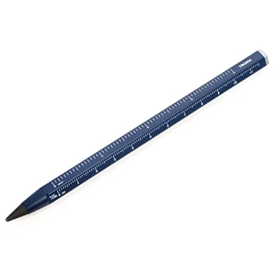 Immagine di Troika Matita multitasking con punta in alluminio e metallo sostenibile, blu, sostituibile, cancellabile, righello centimetro/pollici, 147 x 10 mm, PEN20/DB
