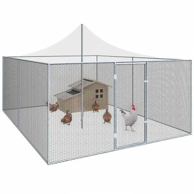 Immagine di IDMarket Voliera 12 m² recinto pollaio 3 x 4 m Parco a rete in acciaio zincato