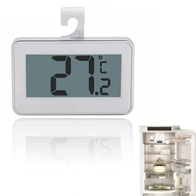 Immagine di Termometro Digitale Frigorifero, per Frigorifero con Display LCD e Gancio Allarme Gelo Interni, Esterni, Casa, Ristoranti, Bar, Caffetterie (Bianco)