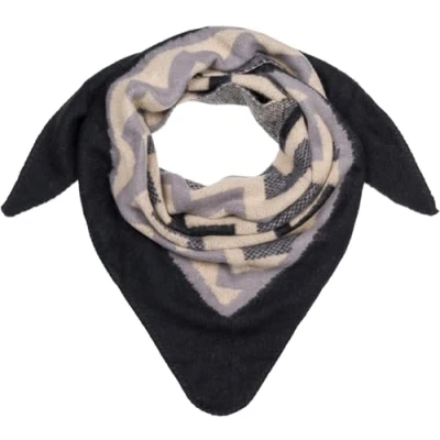 Immagine di styleBREAKER sciarpa a triangolo da donna XXL con motivo zig zag colorato, triangolo, invernale calda e morbida, 01020049, colore:Nero Grigio