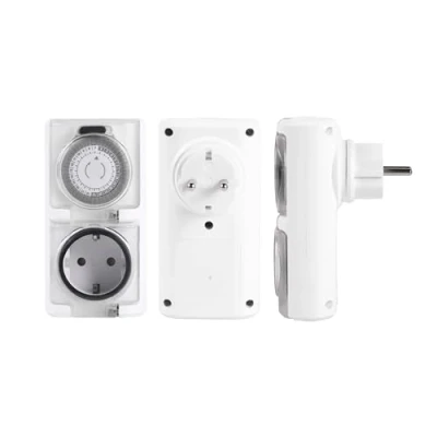 Immagine di Rasmacor Temporizzatore Presa Elettrica IP44 Timer programmatore analogico per uso esterno programmabile 24 ore Bianco Schuko MAX. 16A 3680W 230V
