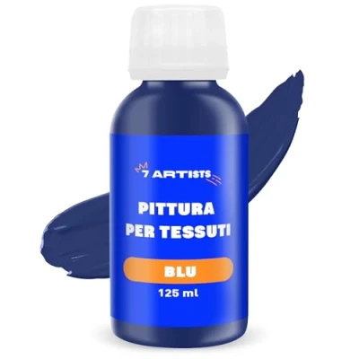 Immagine di 7 Artists Colori per Tessuti Permanenti Tempera Blu 125 ml Pittura Colore Vernice Stoffa Fabric Paint