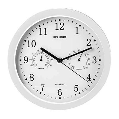 Immagine di Elbe RELOJ PARED ANALOGICO BLANCO 25CM TEMP/HUMEDAD