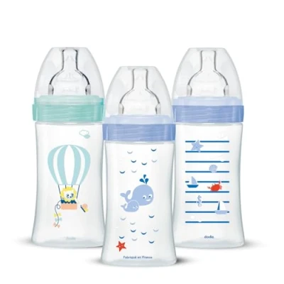 Immagine di Dobie, Confezione da 3 Biberon Anticolica Sensation+, Bambino, 270 ml, 0 6 mesi, Tettarella Piatta, 2 Fori