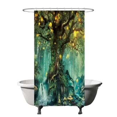 Immagine di Ulticool Tenda da doccia Albero di Elfo Magia Foresta Natura 120 x 200 cm Lavabile Impermeabile con 8 anelli Fiaba Magico