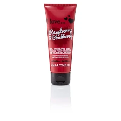 Immagine di I Love Originals Raspberry &amp; Blackberry Hand Lotion, Helps to Soothe Skin Relieves Dry Hands, Made With 87% Naturally Derived Ingredients For Soft Scented Vegan Friendly 75ml