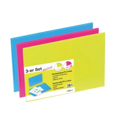 Immagine di PAGNA 21010 00 Cartellina portadocumenti, in polipropilene, confezione da 3 pezzi, colori assortiti