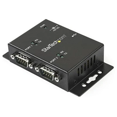 Immagine di StarTech.com Hub adattatore USB a seriale 2 porte per montaggio parete con clip guide DIN (ICUSB2322I)