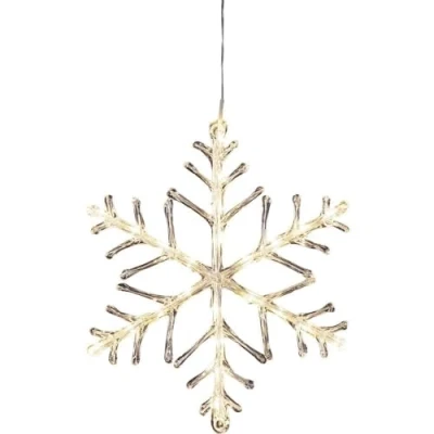 Immagine di Konstsmide 4440 103 Fiocco di neve in acrilico a LED, 24 diodi luce bianca fredda, Ø 40 cm, trasformatore interno V, 1,44 W, cavo trasparente