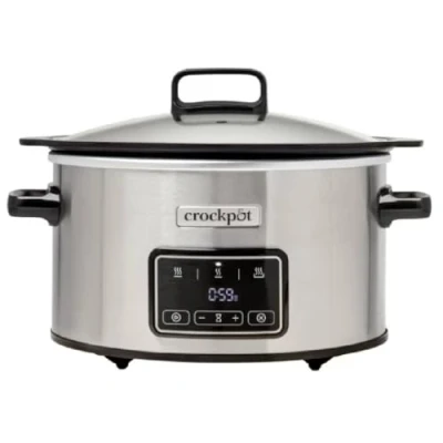 Immagine di Crockpot Pentola digitale a cottura lenta Sizzle &amp; Stew, 3,5 L (3 4 persone) Contenitore estraibile adatto per piani induzione, carne e verdure Spina EU 2 Pin Acciaio inossidabile