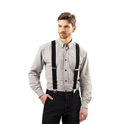 Immagine di Ted Williams Bretelle per Uomo Eleganti a Forma di X Elastiche e Confortevoli Vintage Larghe 4 cm Lunghezza Regolabile