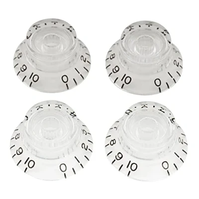 Immagine di Musiclily Pro Metrica 18 Splines Manopole Bell Top Hat Knobs per Chitarra Elettrica Epiphone Les Paul SG Style, Trasparente (Set di 4)