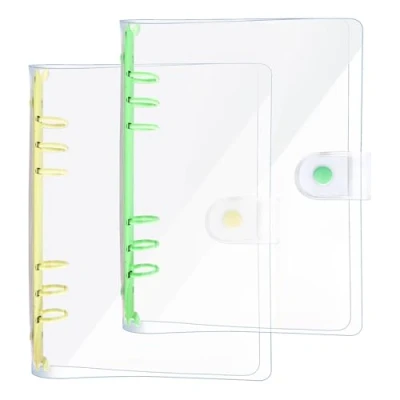Immagine di DY.2ten 2 Pezzi ​Copertina Raccoglitore Anelli A5, ad Anello in 6 Fori con Copertina PVC Trasparente Morbido, Ricaricabile, Protezione per Documenti e Appunti
