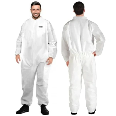 Immagine di YIBER Tute Protettive Monouso Hazmat a Copertura Totale in 7 Taglie con Molteplici Specifiche &amp; Materiale PPSB Robusto Pellicola PE Sicure per Innumerevoli Applicazioni
